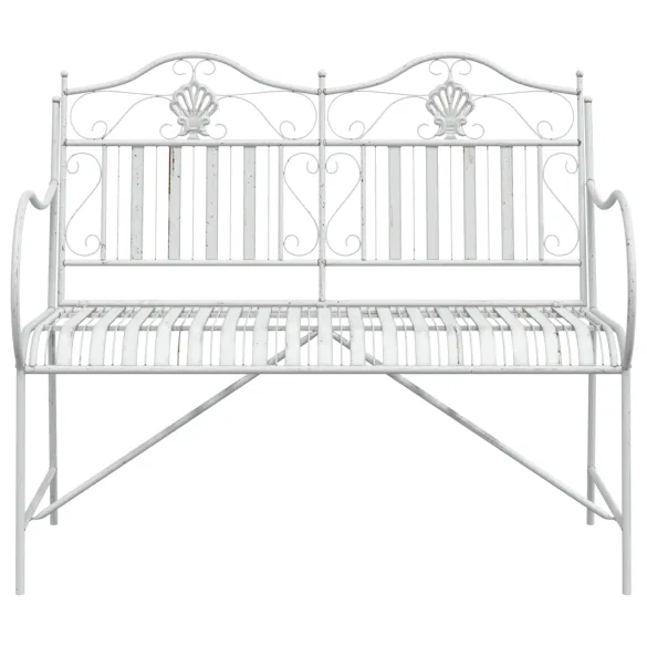 Bancă Albă Metalică de Exterior - Rezistentă și Elegantă