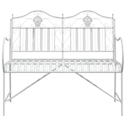 Bancă Albă Metalică de Exterior - Rezistentă și Elegantă