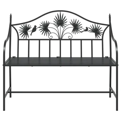 Bancă Metalică Vintage Neagră - Oțel Acoperit cu Pulbere