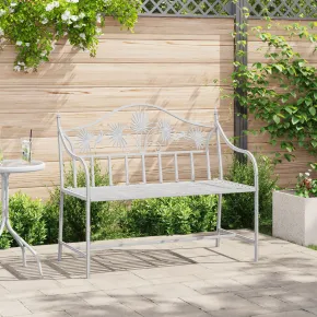 Bancă Exterior Albă Metal - Rezistentă la Vreme | Comandă Acum