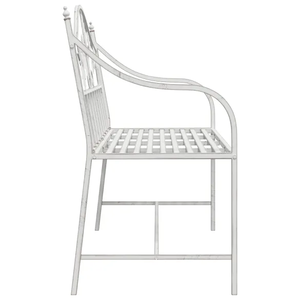 Bancă Exterior Albă Metal - Rezistentă la Vreme | Comandă Acum
