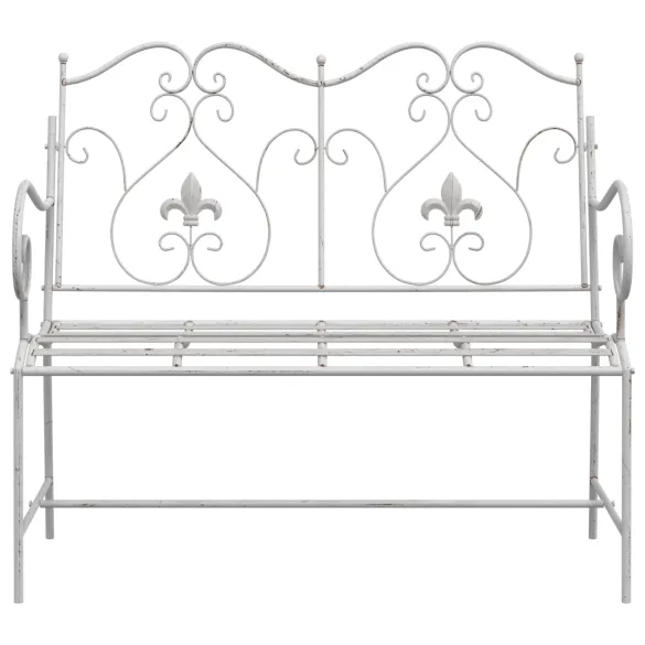 Bancă Albă Metalică Durabilă pentru Grădină și Balcon