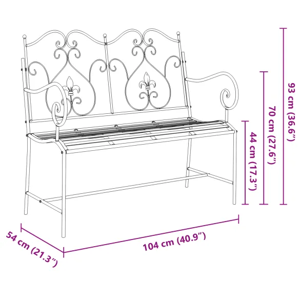 Bancă Albă Metalică Durabilă pentru Grădină și Balcon
