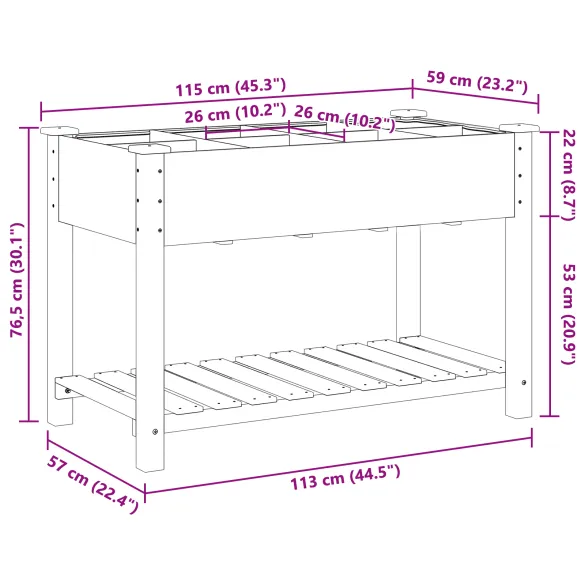Suport Plante Grădină Lemn Masiv - 115x59x76 cm | Livrare Gratuită