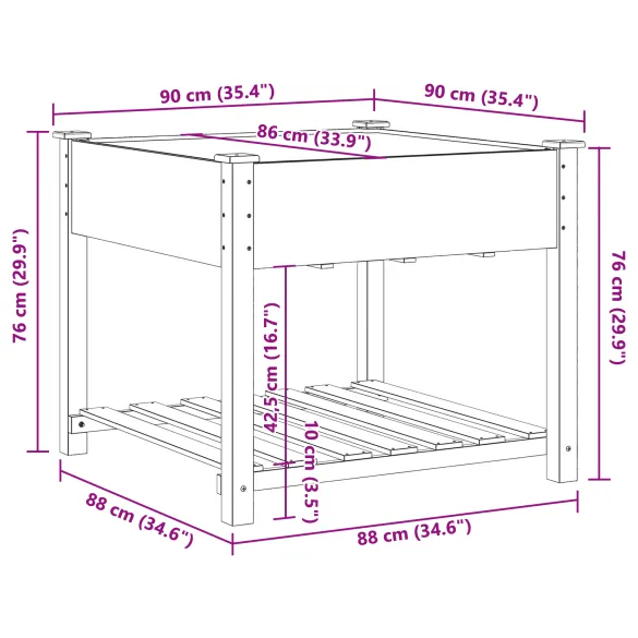 Jardinieră cu Raft Lemn Masiv de Pin pentru Grădinărit Urban