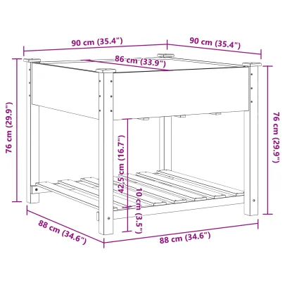 Jardinieră cu Raft Lemn Masiv de Pin pentru Grădinărit Urban