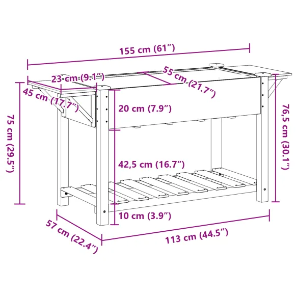 Jardiniere Lemn Masiv cu Rafturi pentru Gradina si Balcon