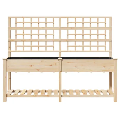 Suport Plante cu Trellis și Raft - Lemn Masiv de Brad