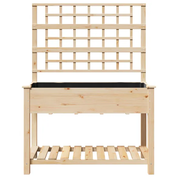 Jardiniere cu Trellis și Raft Lemn Brad | Livrare Gratuită