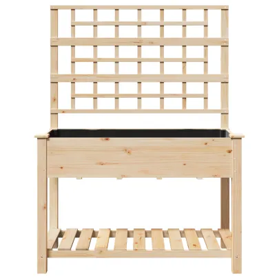 Jardiniere cu Trellis și Raft Lemn Brad | Livrare Gratuită