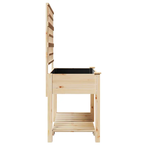 Jardiniere cu Trellis și Raft Lemn Brad | Livrare Gratuită