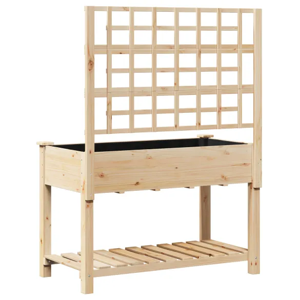 Jardiniere cu Trellis și Raft Lemn Brad | Livrare Gratuită