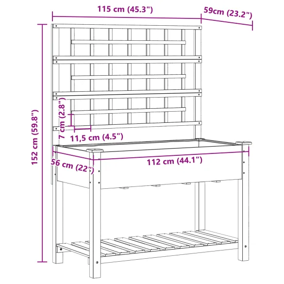 Jardiniere cu Trellis și Raft Lemn Brad | Livrare Gratuită