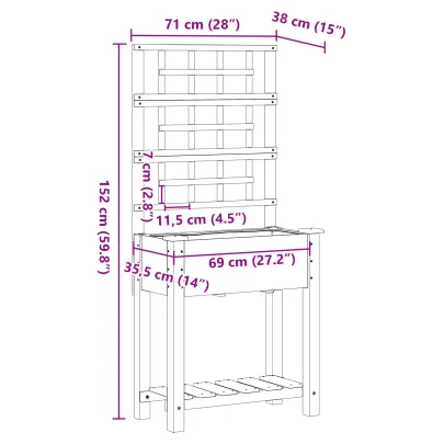 Ghiveci Grădină cu Trellis și Raft din Lemn de Pin | Comandă Acum