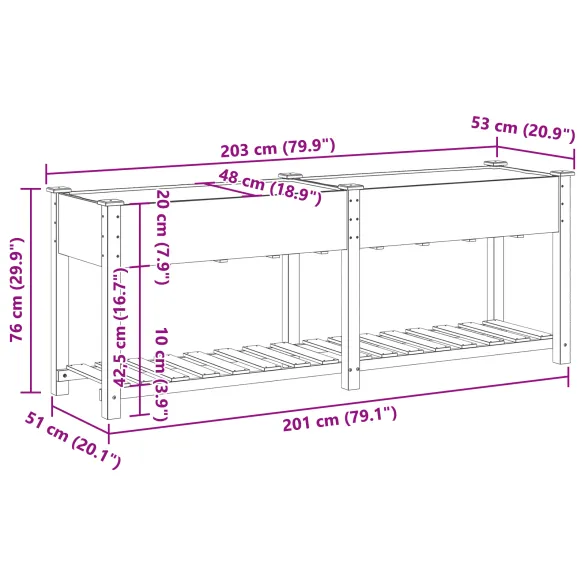 Jardiniță cu Raft din Lemn Masiv | Livrare Gratuită