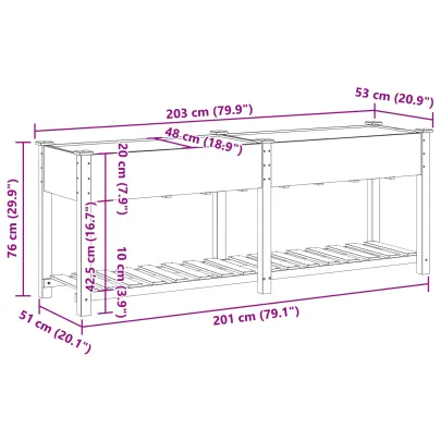 Jardiniță cu Raft din Lemn Masiv | Livrare Gratuită