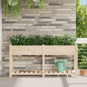 Jardiniere cu Raft Lemn Masiv - Decor Gradina si Balcon