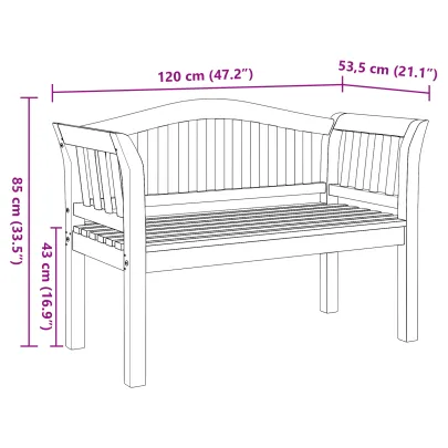 Bancă grădină tec solid | Livrare gratuită | 7-9 zile
