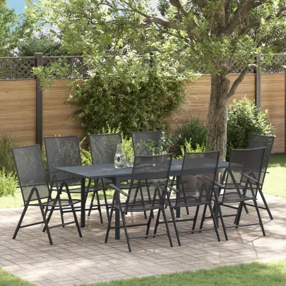 Set Mobilier Grădină Oțel Anthracit - Masă Extensibilă 8 Scaune