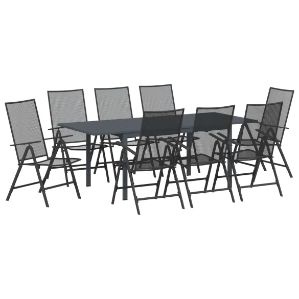 Set Mobilier Grădină Oțel Anthracit - Masă Extensibilă 8 Scaune