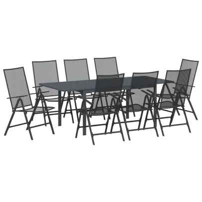 Set Mobilier Grădină Oțel Anthracit - Masă Extensibilă 8 Scaune