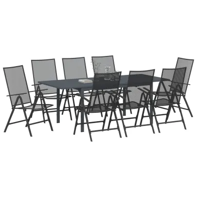 Set Mobilier Grădină Oțel Anthracit - Masă Extensibilă 8 Scaune