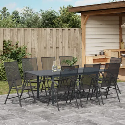 Set Mobilier Grădină Oțel Anthracit - Masă Extensibilă 8 Scaune