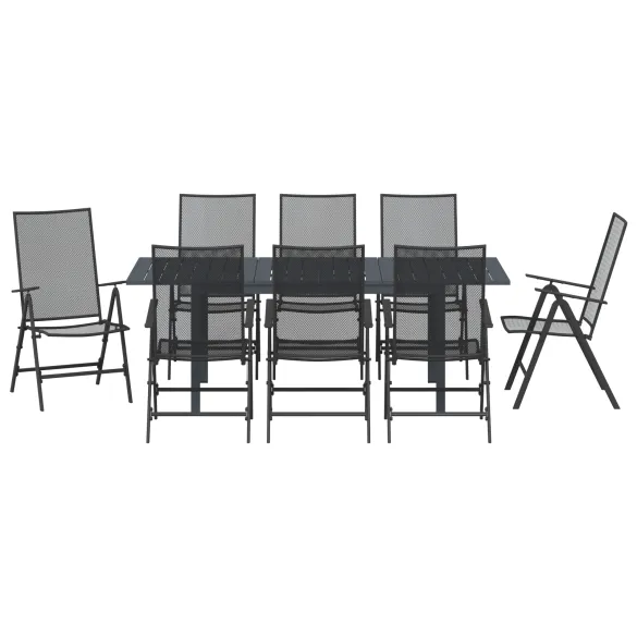 Set Mobilier Grădină Oțel Anthracit - Masă Extensibilă 8 Scaune