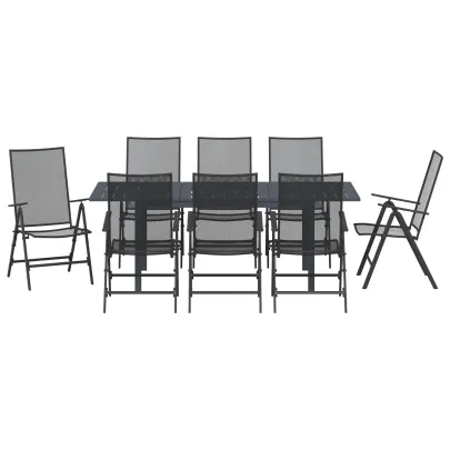 Set Mobilier Grădină Oțel Anthracit - Masă Extensibilă 8 Scaune