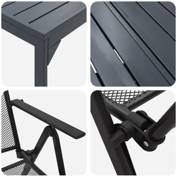 Set Mobilier Grădină Oțel Anthracit - Masă Extensibilă 8 Scaune