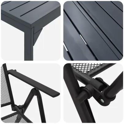 Set Mobilier Grădină Oțel Anthracit - Masă Extensibilă 8 Scaune