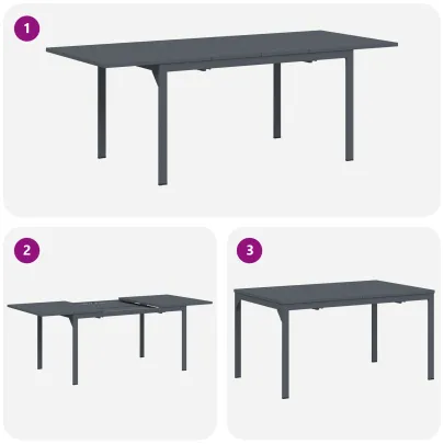Set Mobilier Grădină Oțel Anthracit - Masă Extensibilă 8 Scaune
