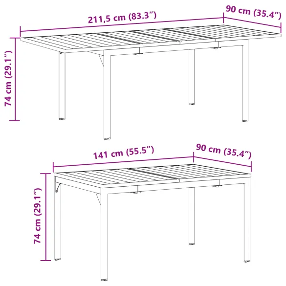 Set Mobilier Grădină Oțel Anthracit - Masă Extensibilă 8 Scaune