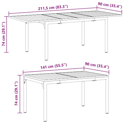 Set Mobilier Grădină Oțel Anthracit - Masă Extensibilă 8 Scaune