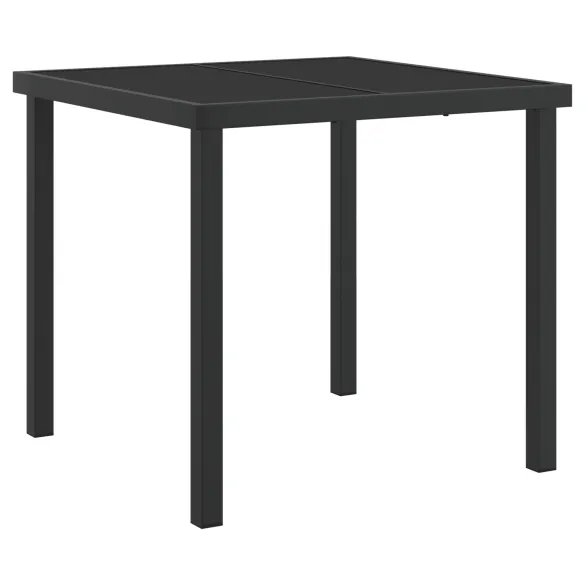 Set Masă Grădină 3 Piese cu Perne Ratan - Negru, Oțel