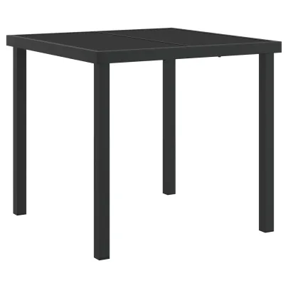 Set Masă Grădină 3 Piese cu Perne Ratan - Negru, Oțel