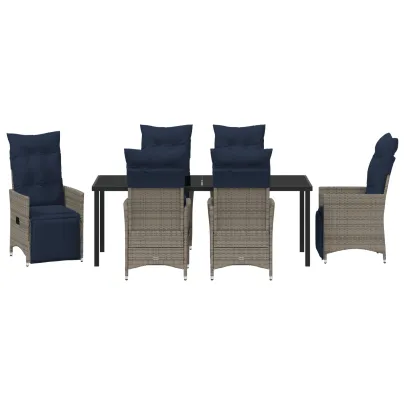 Set Dining Grădină 7 Piese Ratan Gri - Livrare Gratuită