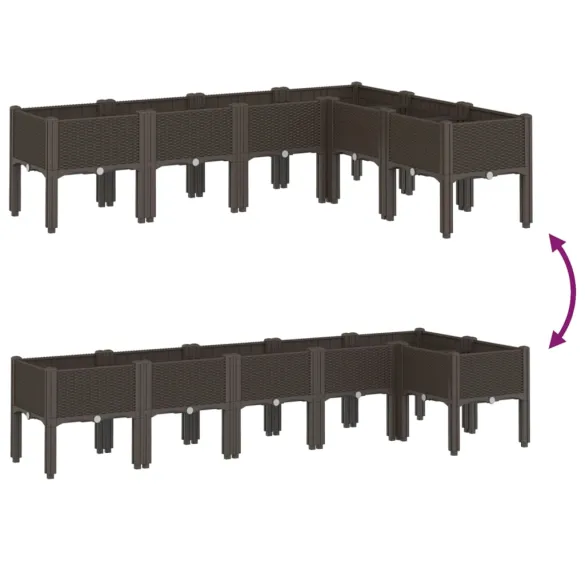 Jardinieră grădină cu picioare - Maro - 160x120x42 cm