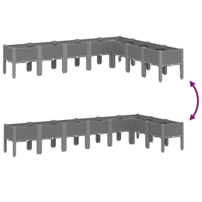 Jardinieră Grădină Gri Deschis PP - Livrare Gratuită