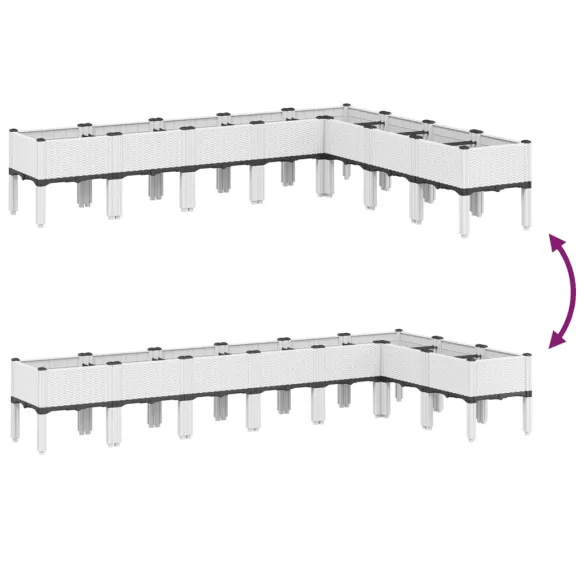 Jardinieră Grădină cu Picioare - Alb, 200x160x42 cm - PP