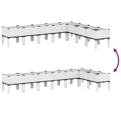 Jardinieră Grădină cu Picioare - Alb, 200x160x42 cm - PP