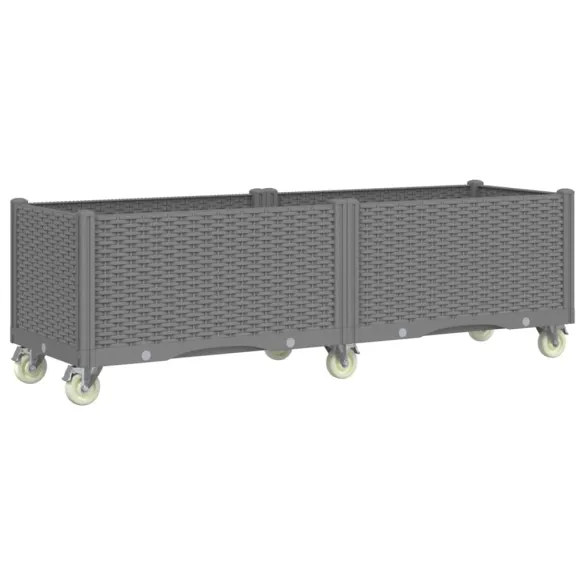 Jardinieră Grădină cu Picioare și Roți - 160cm - Gri Deschis