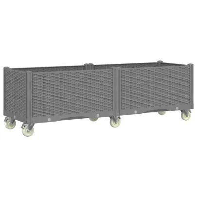 Jardinieră Grădină cu Picioare și Roți - 160cm - Gri Deschis