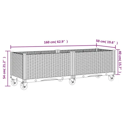 Jardinieră Grădină cu Picioare și Roți - 160cm - Gri Deschis