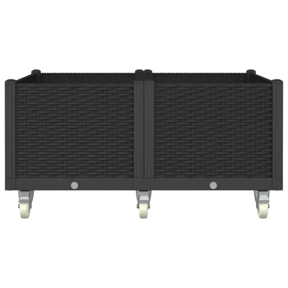 Jardinieră Grădină cu Roți și Spalier - Negru - 100x80x54 cm