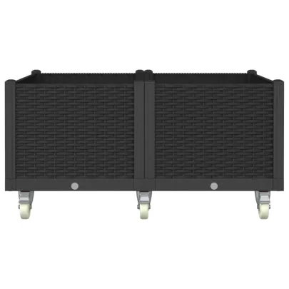 Jardinieră Grădină cu Roți și Spalier - Negru - 100x80x54 cm