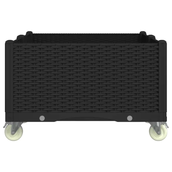 Jardinieră Grădină cu Roți și Spalier - Negru - 100x80x54 cm