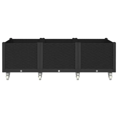 Jardinieră Grădină cu Roți și Spalier - Negru 150x80x54 cm