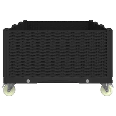 Jardinieră Grădină cu Roți și Spalier - Negru 150x80x54 cm