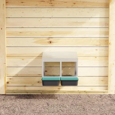 Cuibăr Găini 2 Compartimente - Montat Perete - Oțel Galvanizat